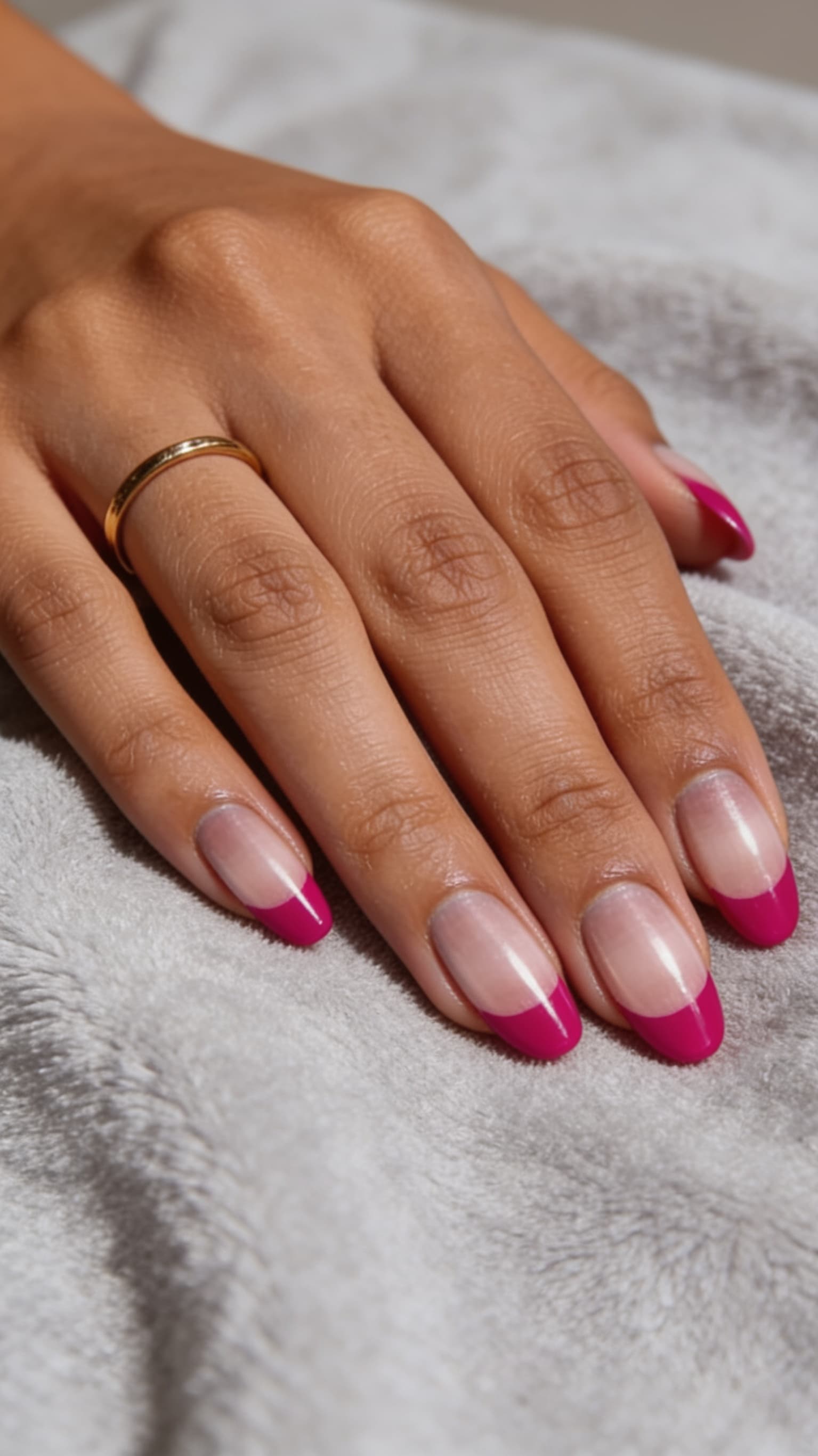 Fuchsia French Tip nail inspo as a tip-focused alternative when full shell feels heavy on short nails