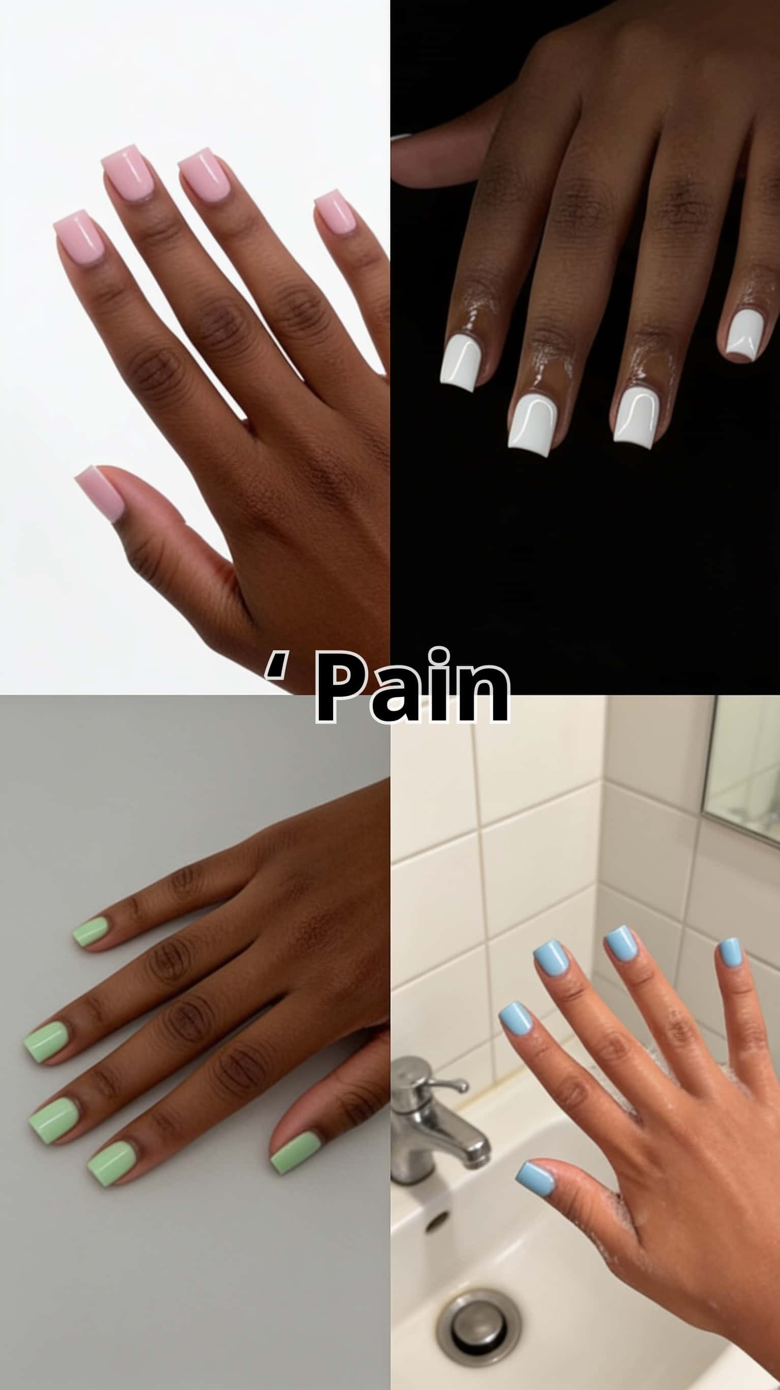 6 polka dot nail ideas on manicured hands, including pain, junk nails, polka dot, movie themed nails.