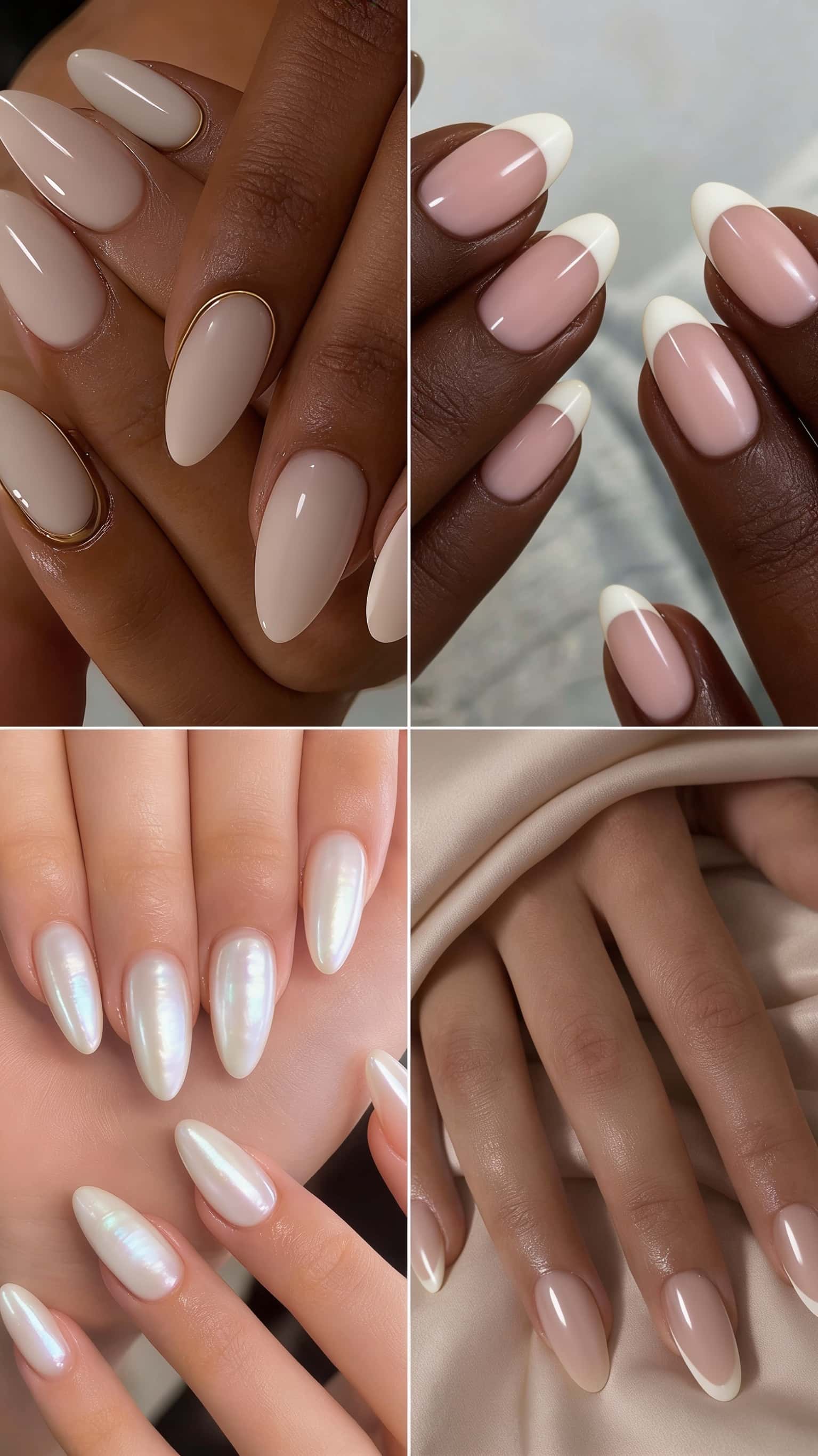 9 clean girl nail ideas on manicured hands, tagged clean girl nails, nail inspo, nail trends.