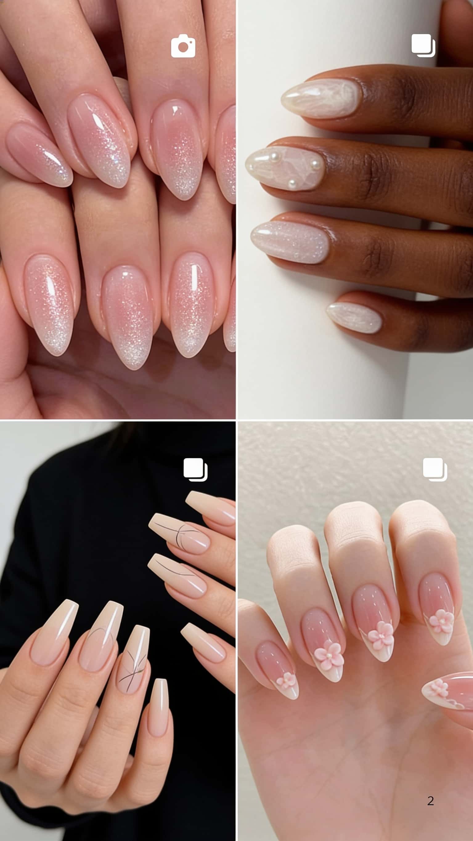 9 clean girl nail ideas on manicured hands, tagged clean girl nails, nail inspo, nail trends.