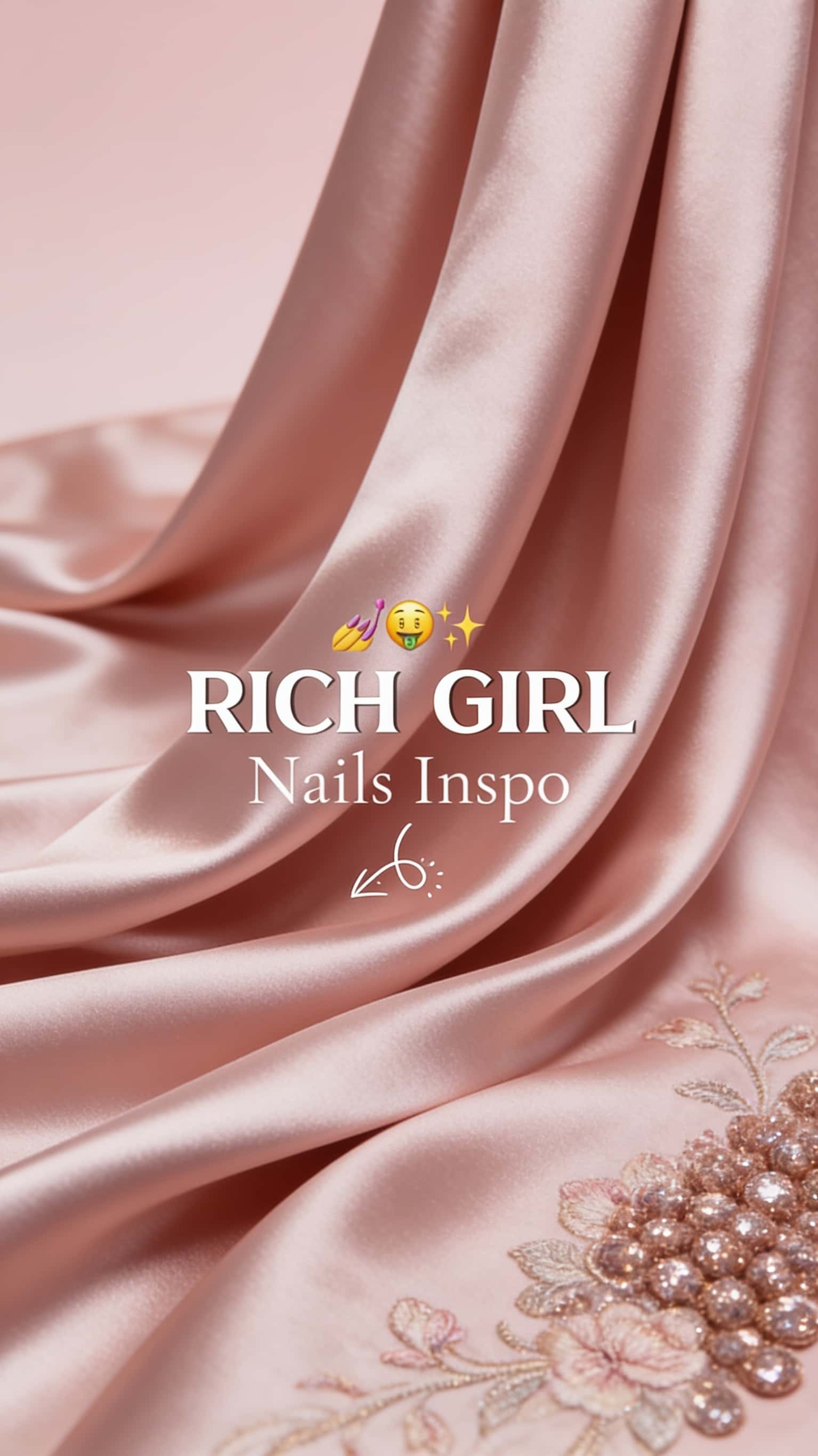 6 rich girl nail ideas on manicured hands, tagged rich girl nails, nail inspo, luxury nails.