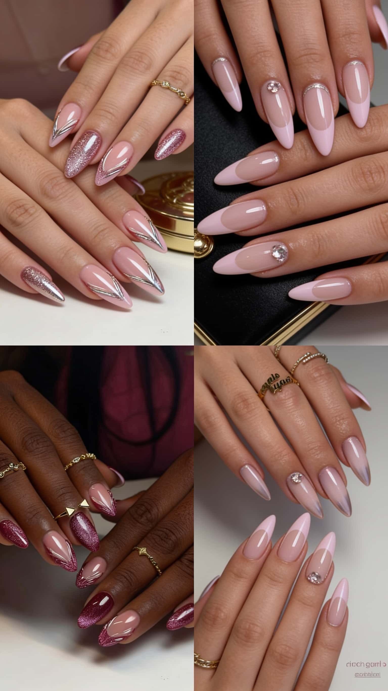 6 rich girl nail ideas on manicured hands, tagged rich girl nails, nail inspo, luxury nails.