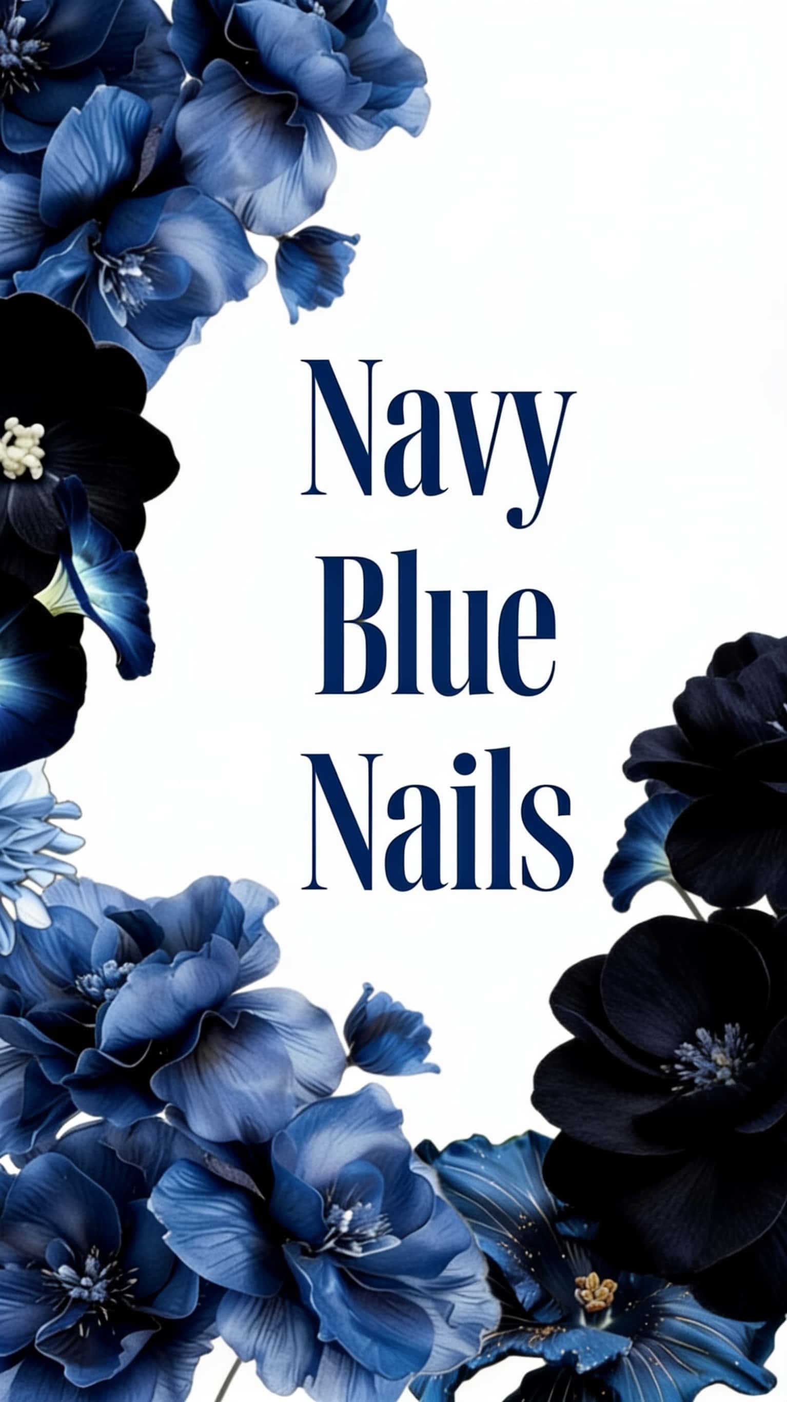 6 navy nail ideas on manicured hands, tagged navy nails, blue nails, nail inspo.