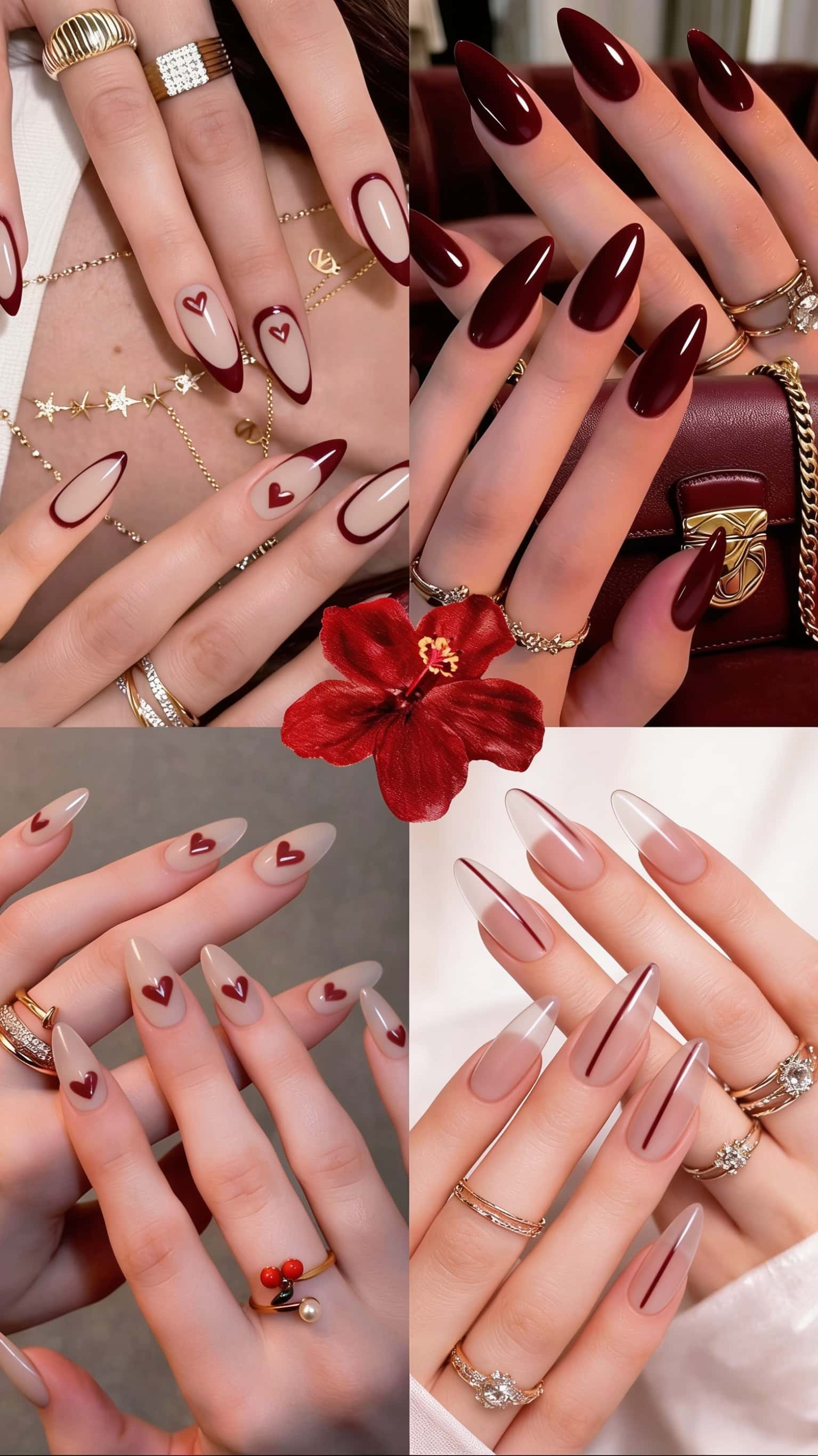 9 maroon nail ideas on manicured hands, tagged maroon nails, nail inspo, nail art.