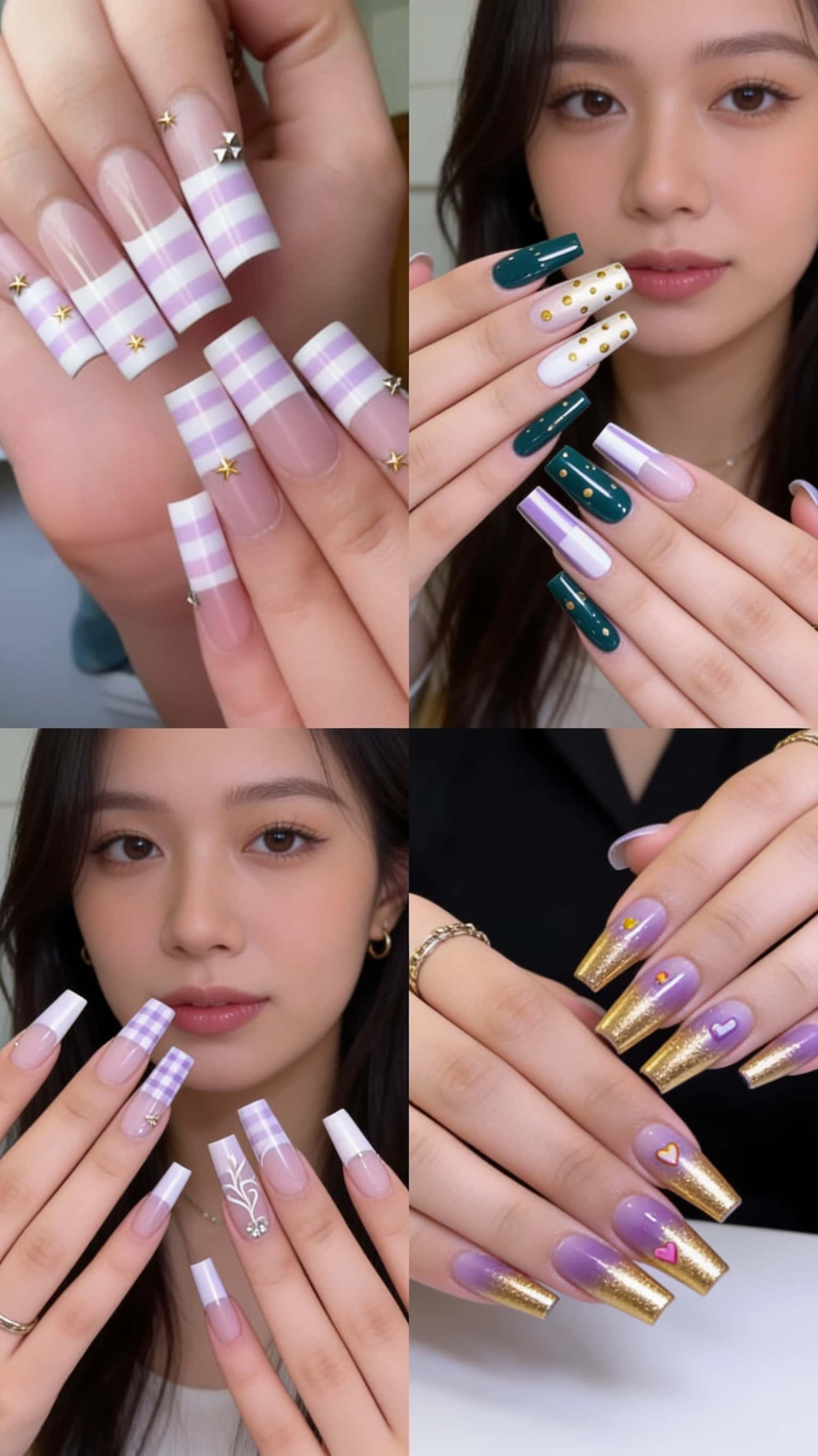 5 summer nail ideas on manicured hands, tagged nail inspo, nail art, cute nails.