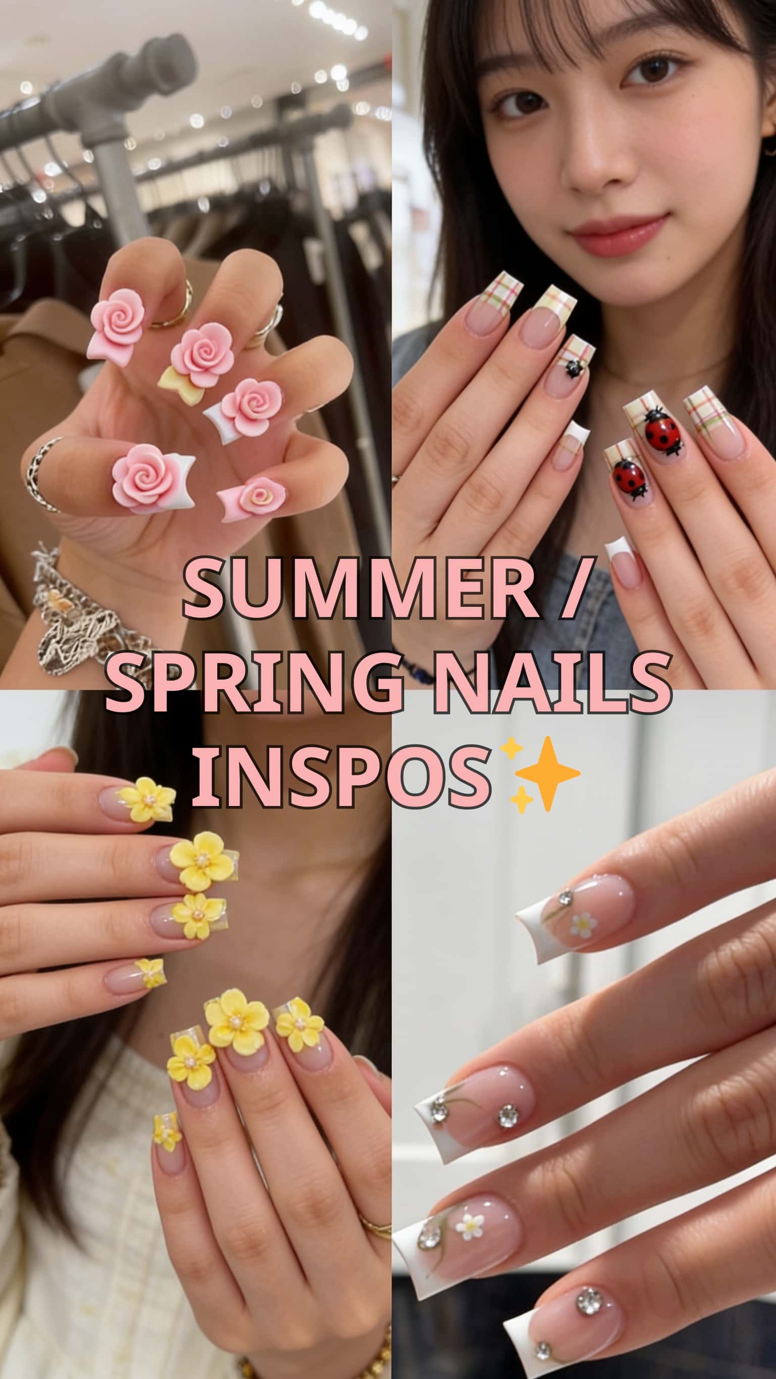 10 spring nail ideas on manicured hands, tagged nail inspo, summer nails, spring nails.