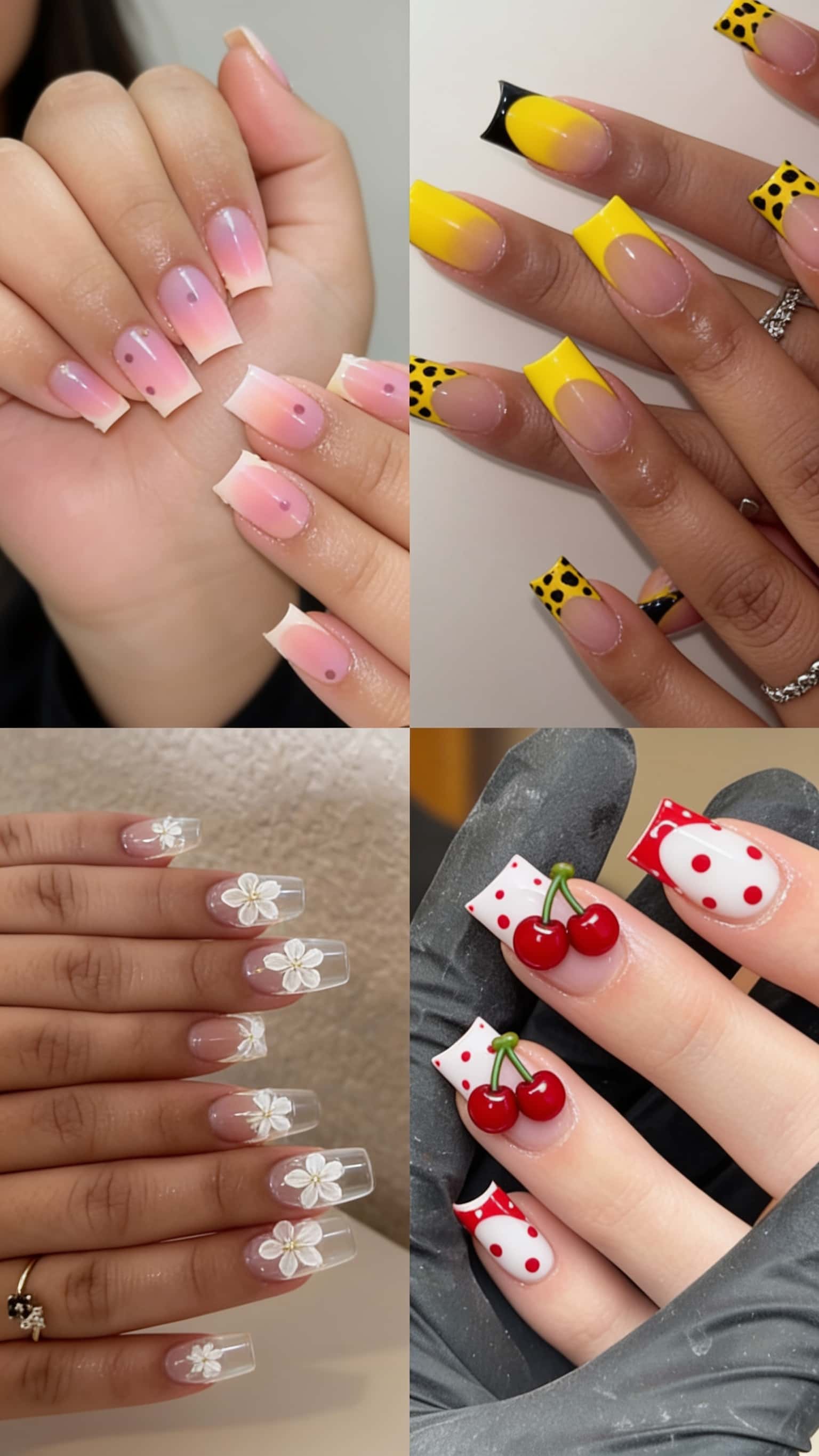 10 spring nail ideas on manicured hands, tagged nail inspo, summer nails, spring nails.