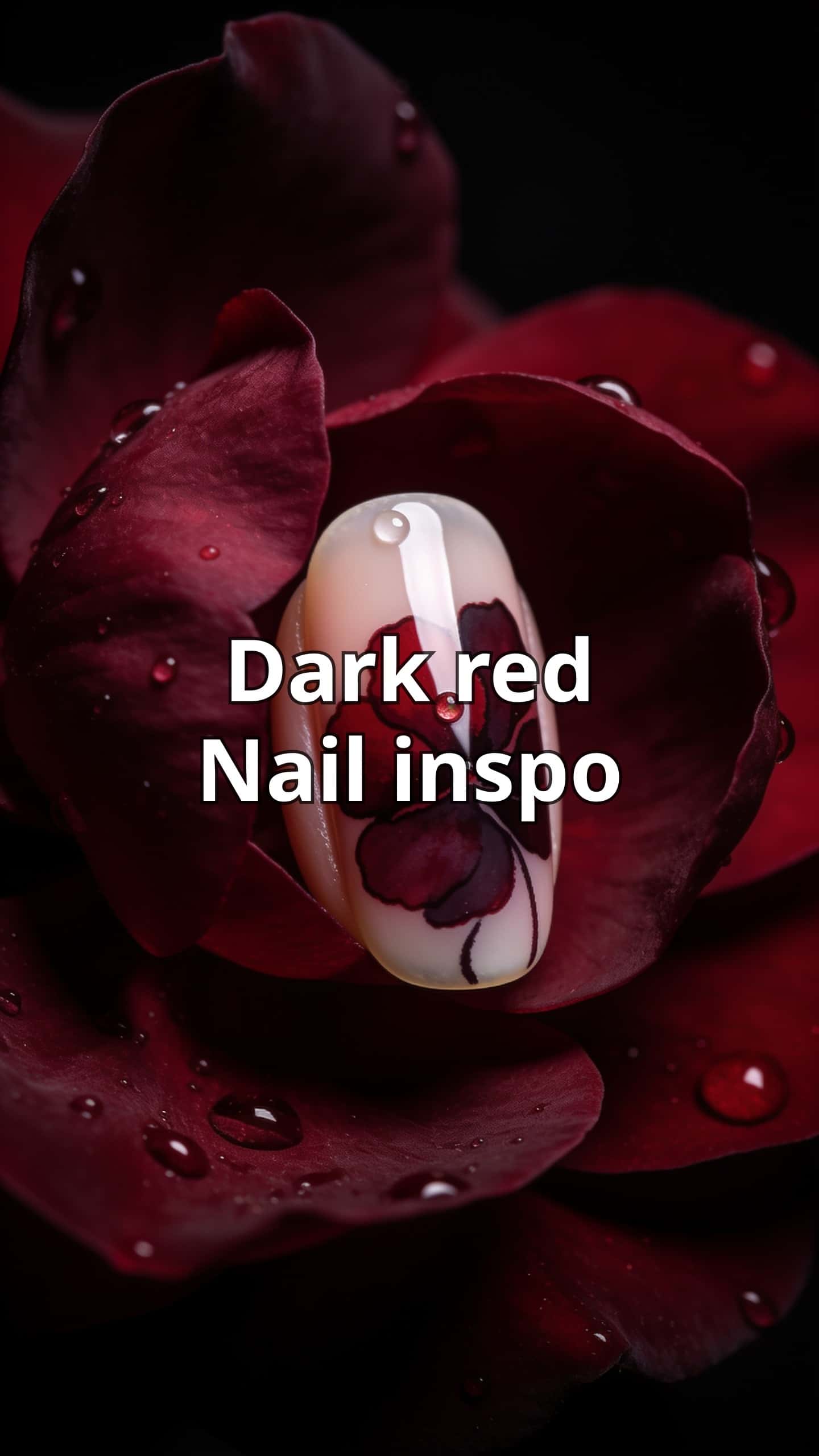 4 red nail ideas on manicured hands, tagged red nails, nail inspo, nail art.