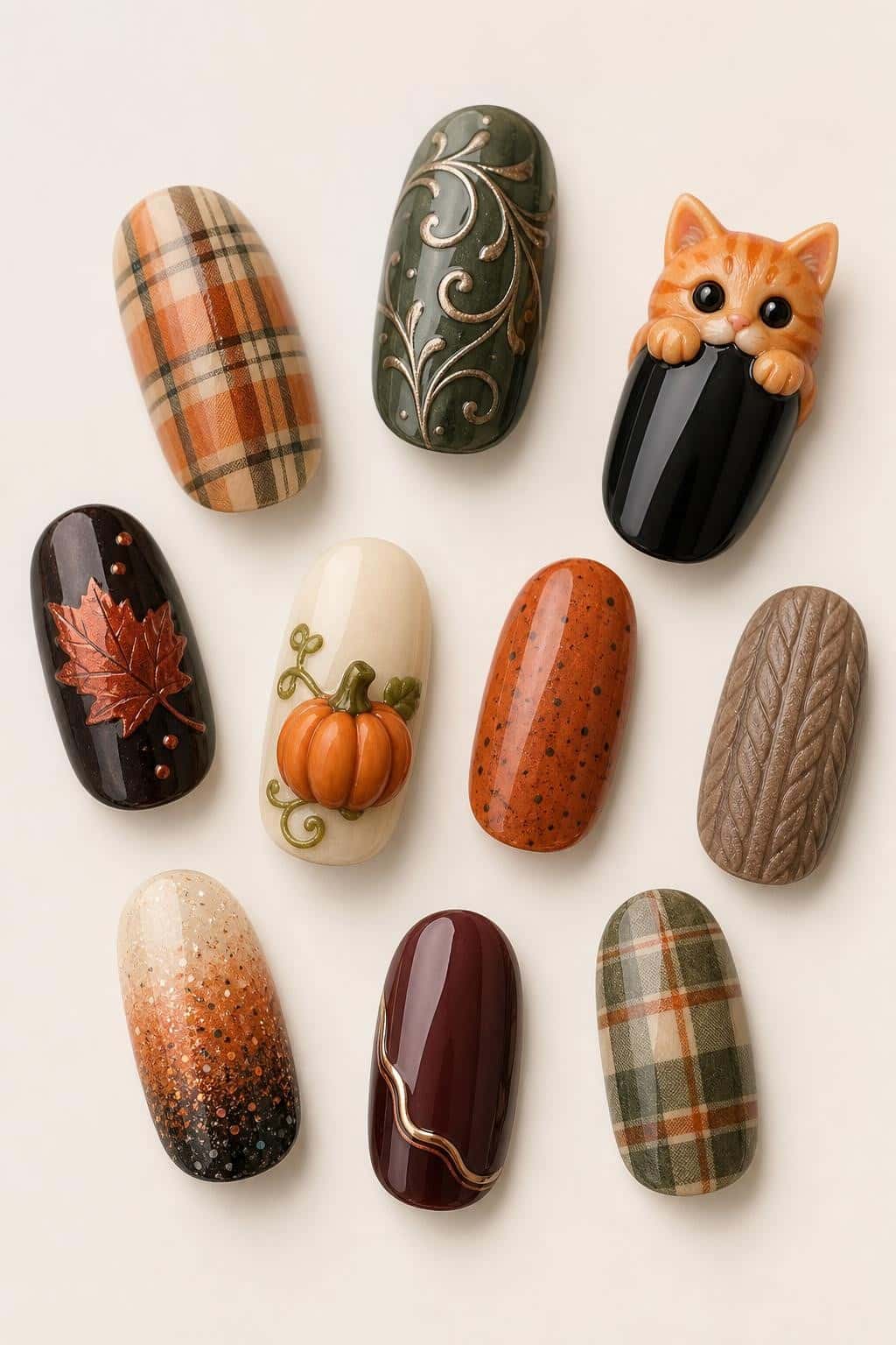 9 halloween nail ideas on manicured hands, tagged halloweenails, fall nails, nail inspo.