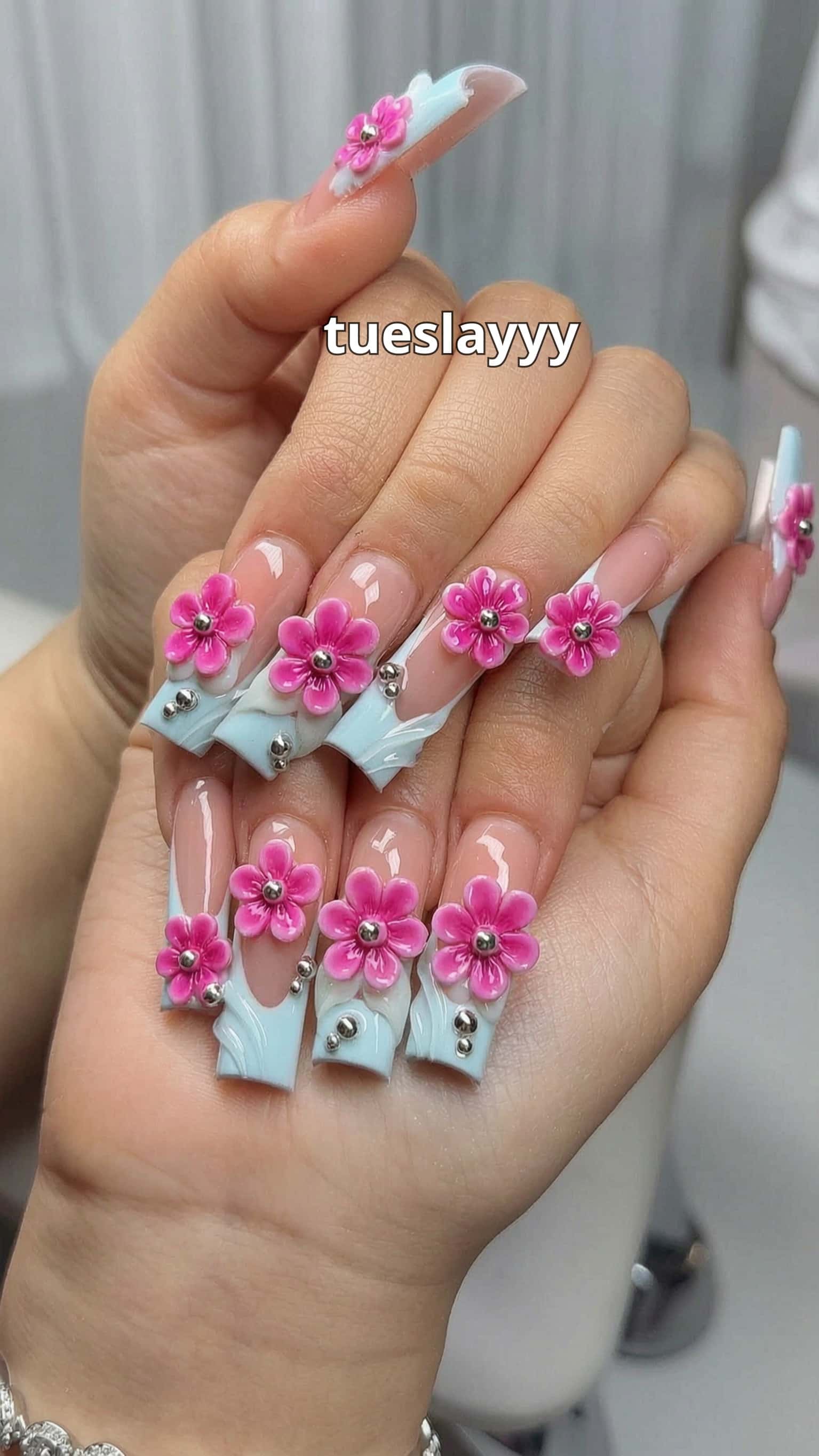6 nail ideas on manicured hands, including tueslayyy, wedneslayyy, thurslay, frislay.