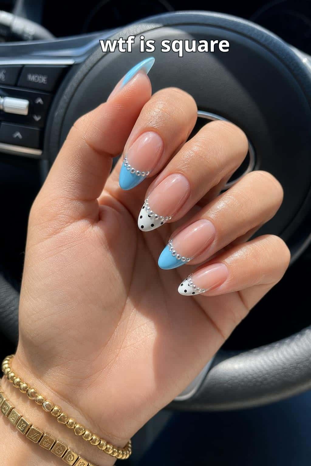 8 almond nail ideas on manicured hands, tagged almond nails, nail inspo, nail art.
