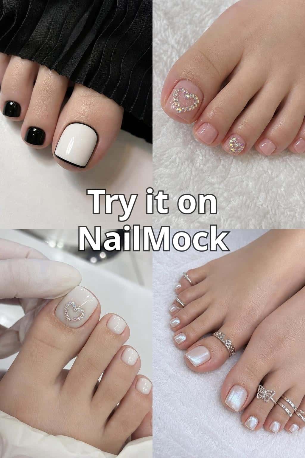5 nail ideas on manicured hands, tagged toenailinspo, pedicuregoals, nail art trends.