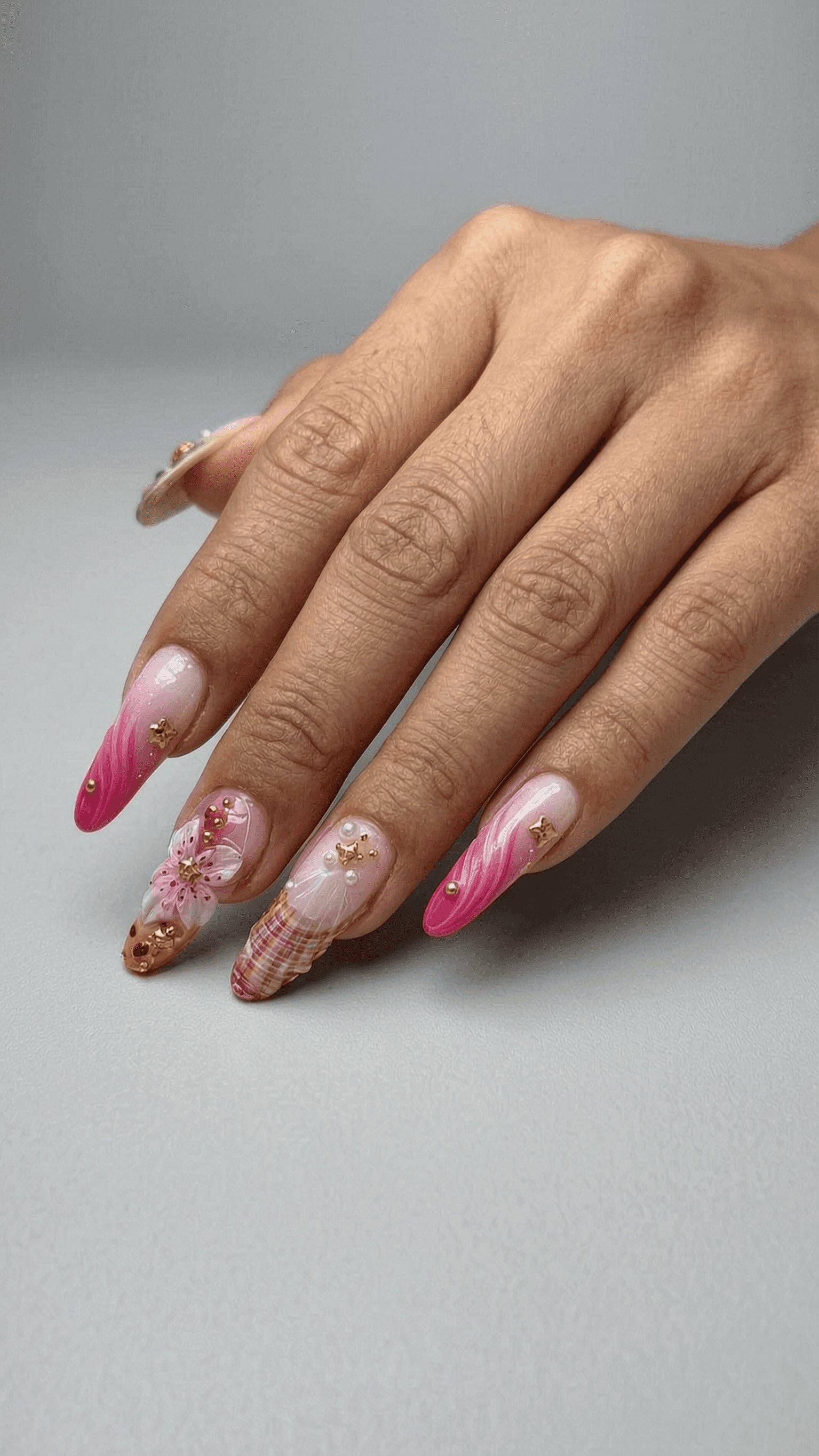 6 luxury nail ideas on manicured hands, tagged nail art, nail inspo, 3dnails.