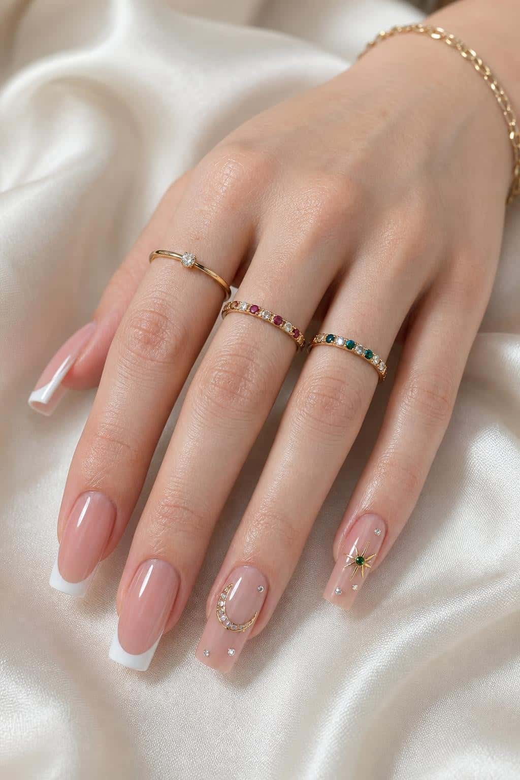 5 luxury nail ideas on manicured hands, tagged nail inspo, nail art, beauty tips.