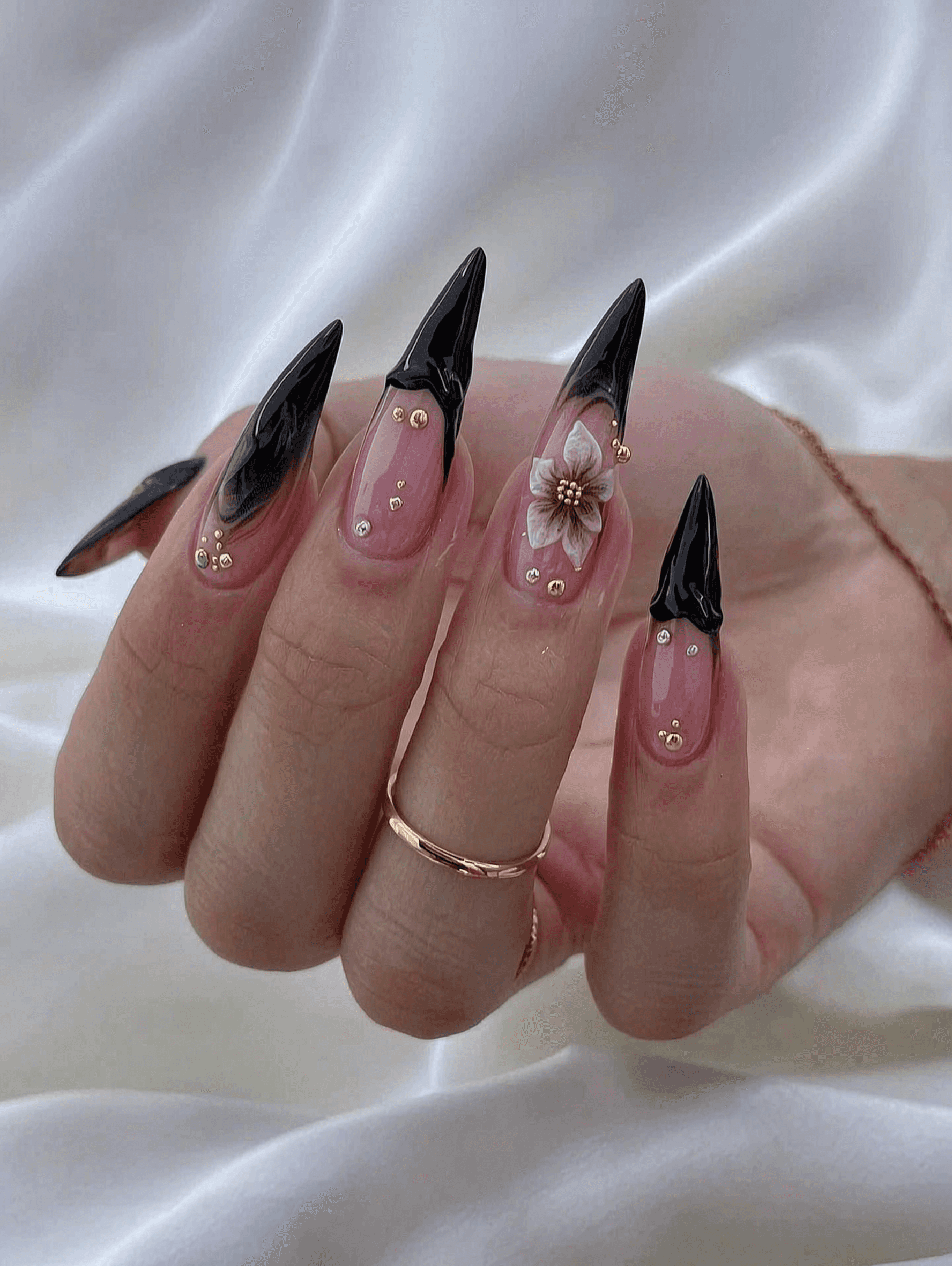 5 luxury nail ideas on manicured hands, tagged nail inspo, nail art, beauty tips.