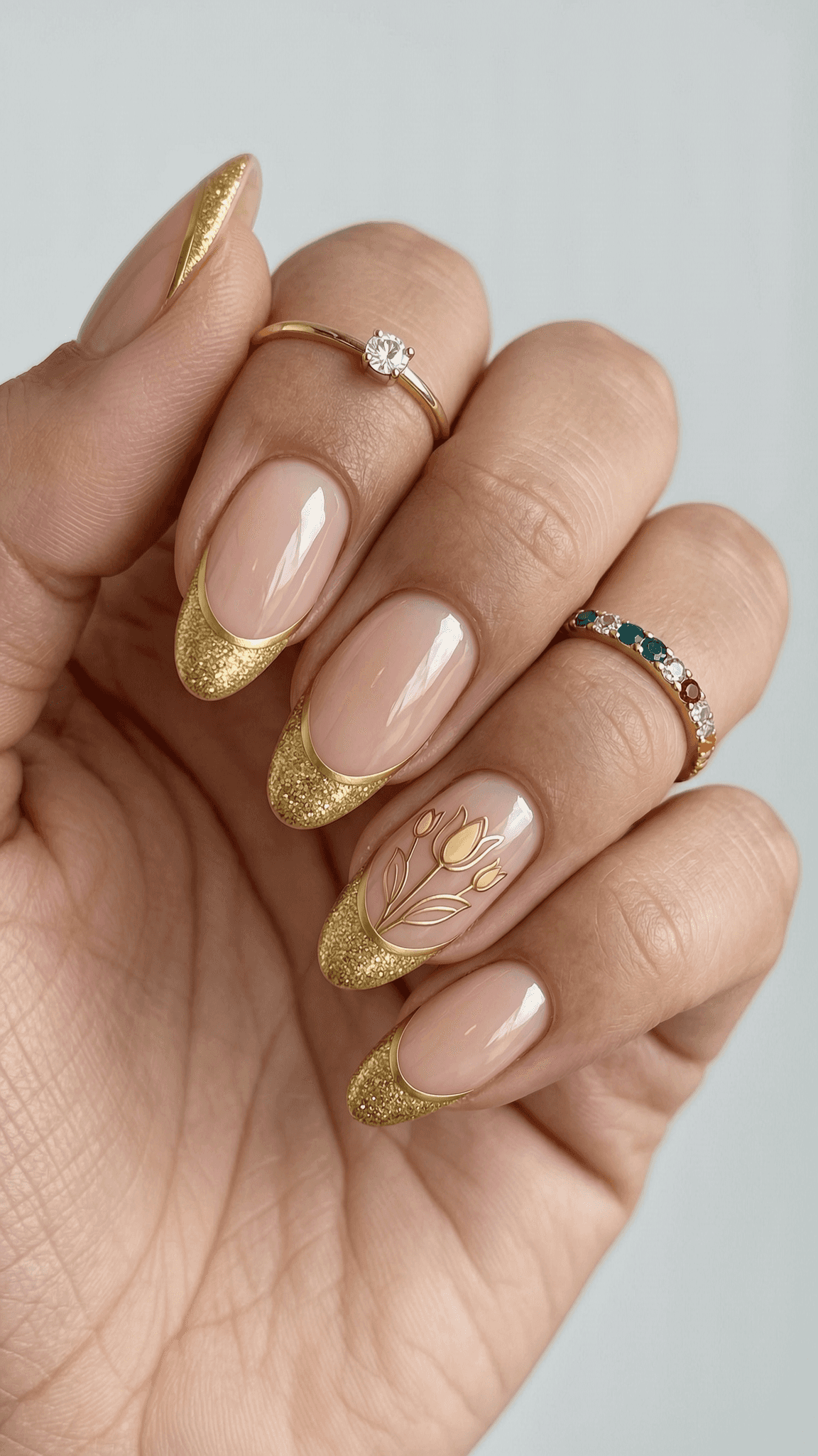 5 luxury nail ideas on manicured hands, tagged nail inspo, luxury nails, nail art.