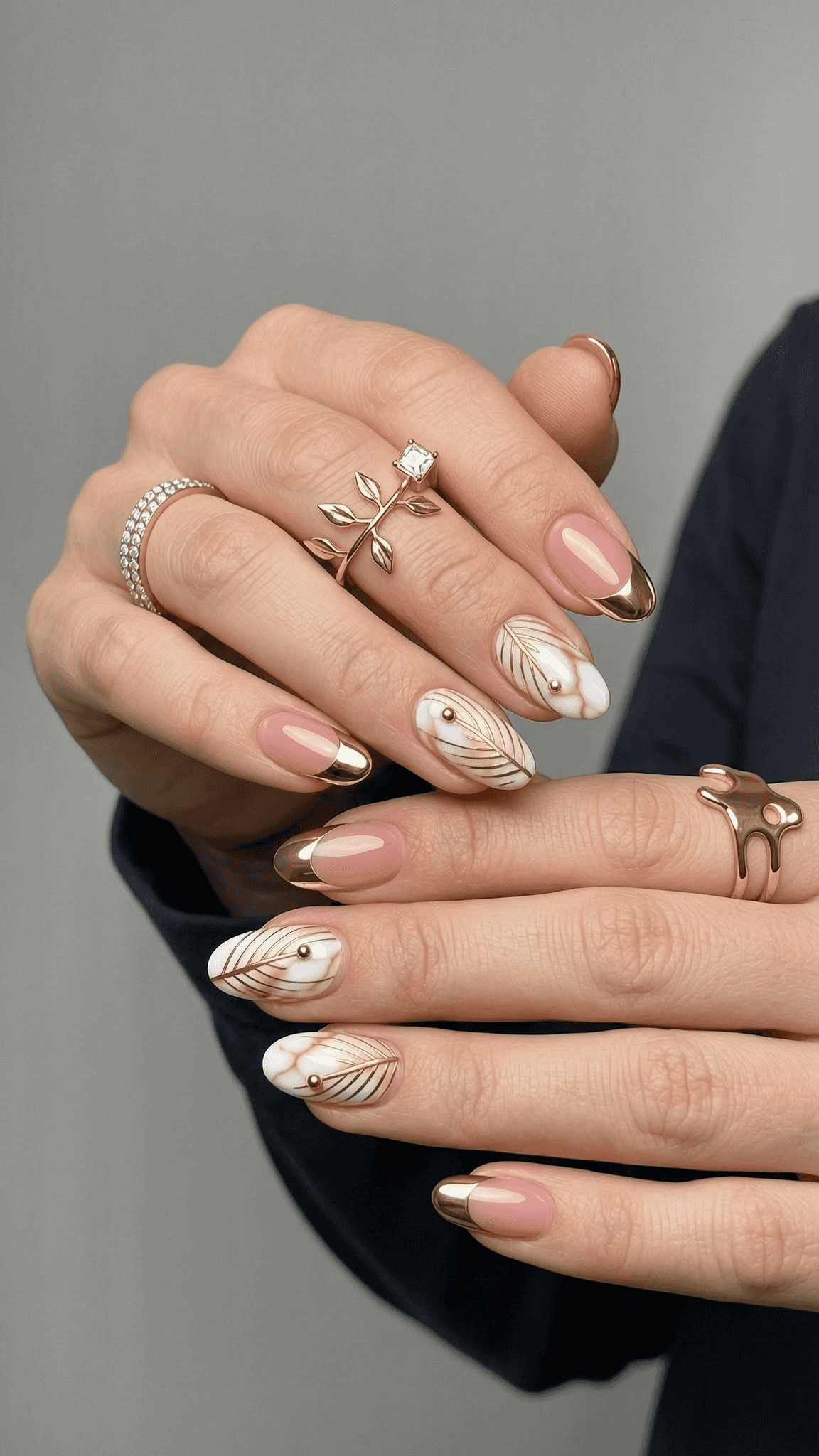 6 fall nail ideas on manicured hands, tagged chichnails, trending nails, chic nails.