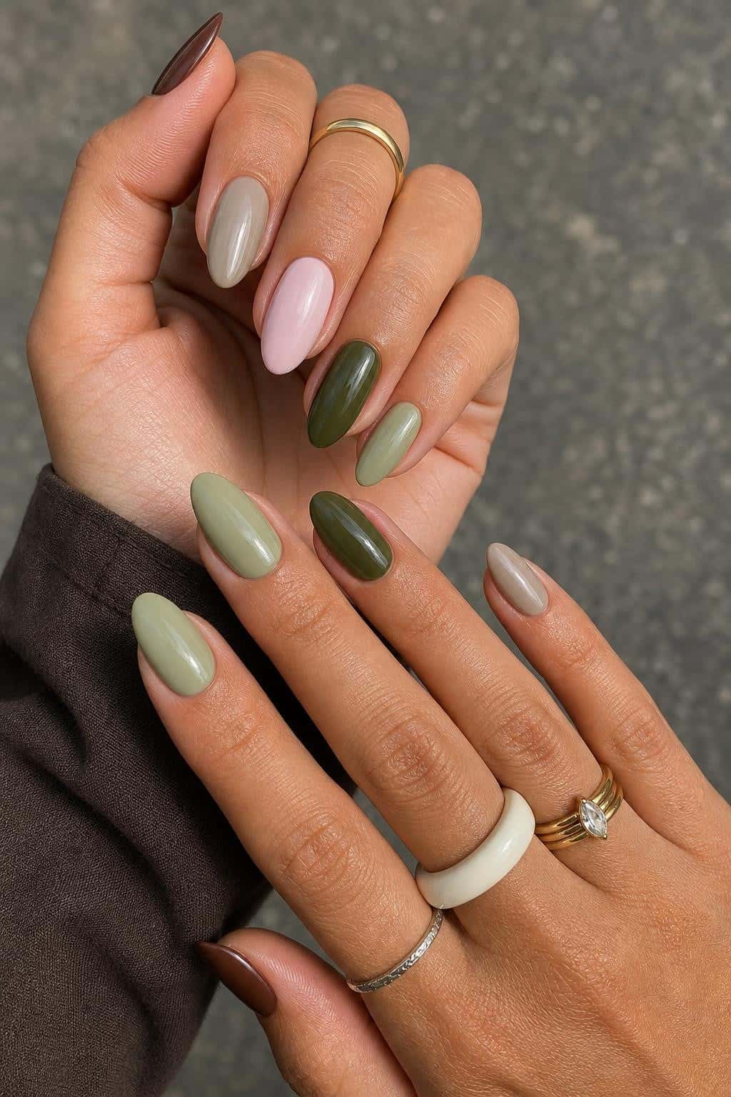 7 fall nail ideas on manicured hands, tagged fall nails, nail trends, fall nail inspo.
