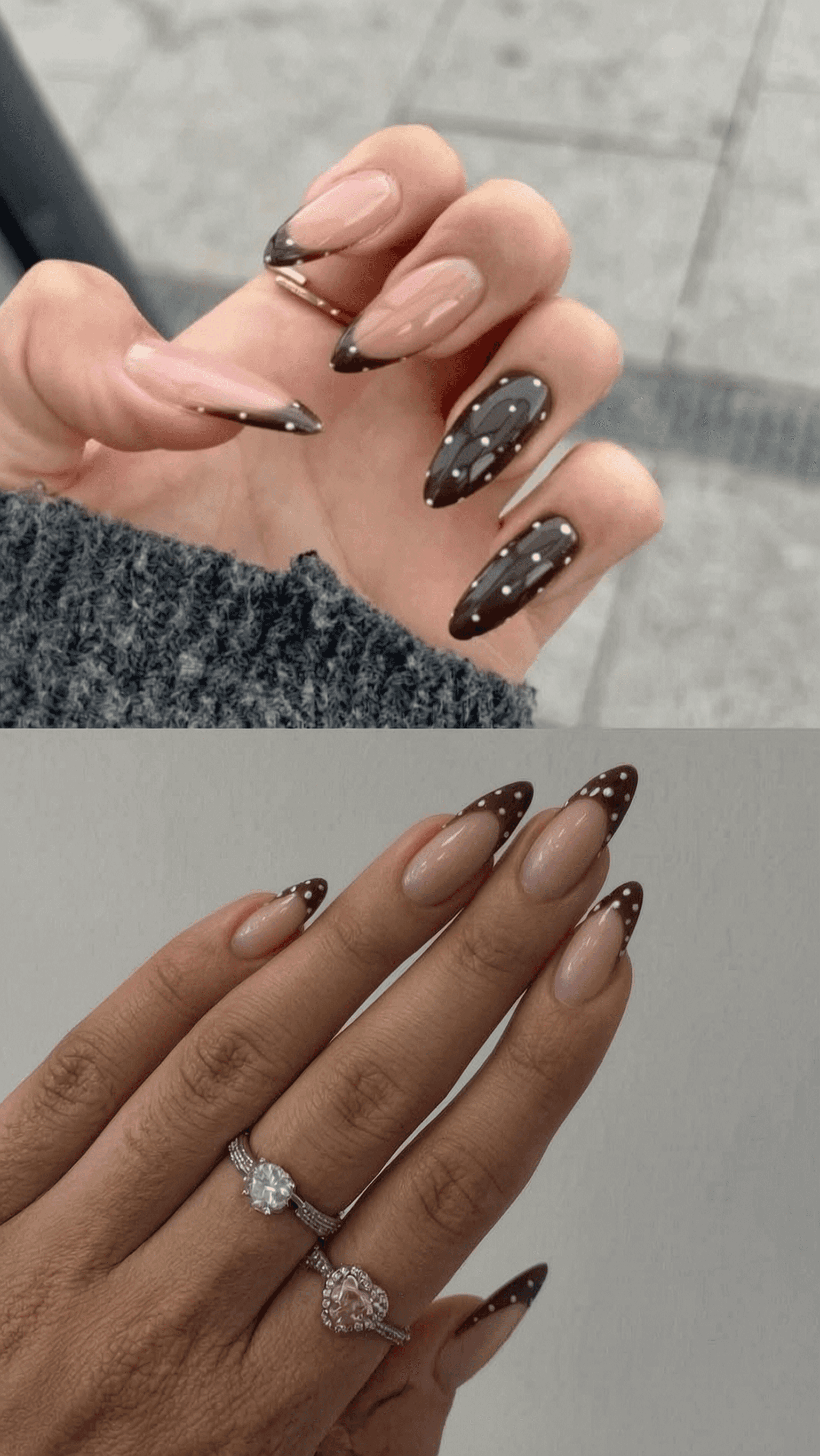 7 fall nail ideas on manicured hands, tagged fall nails, nail trends, fall nail inspo.