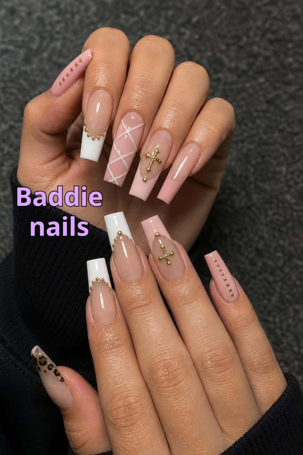 6 summer nail ideas on manicured hands, including baddie nails, holy swag, simple but cute, so cute.