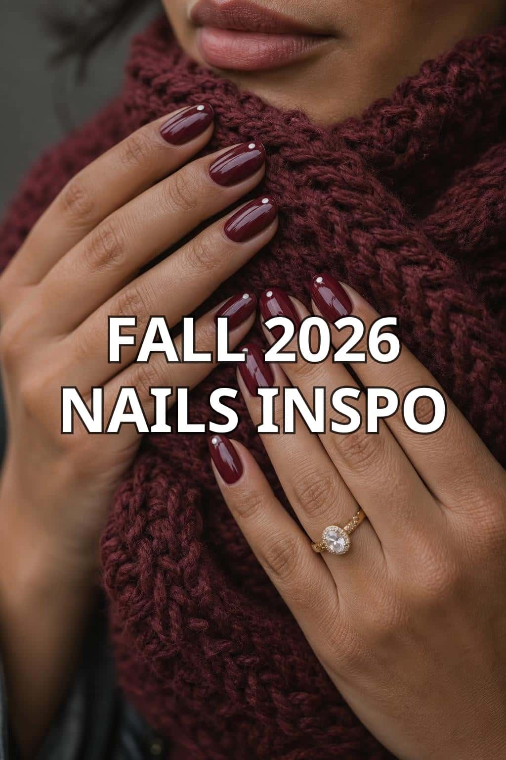 7 chrome nail ideas on manicured hands, including burgundy nails, chocolate nails, autumn chrome nails, pokadot nails.