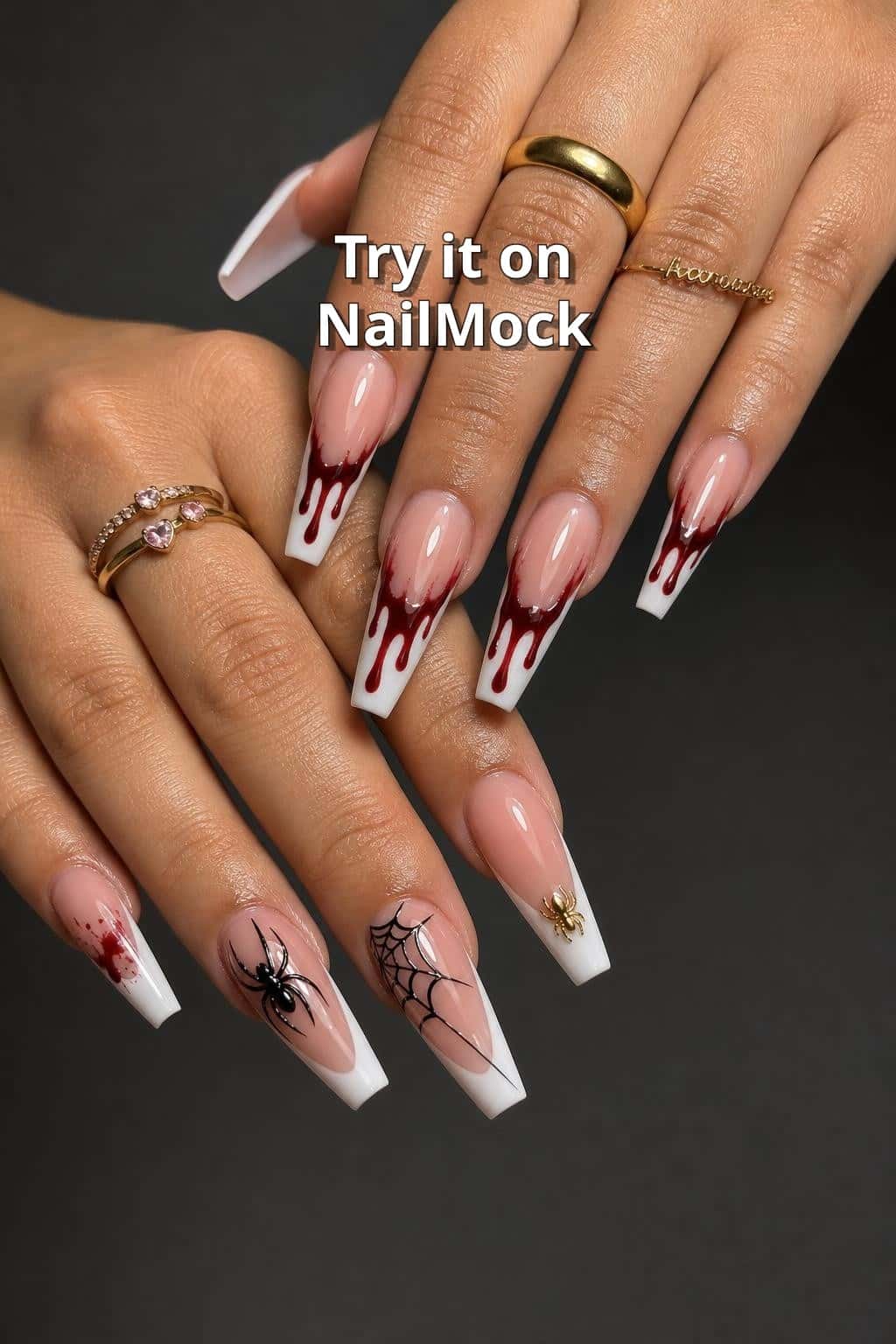 8 halloween nail ideas on manicured hands, tagged halloween nails, spookyseason, nail art.