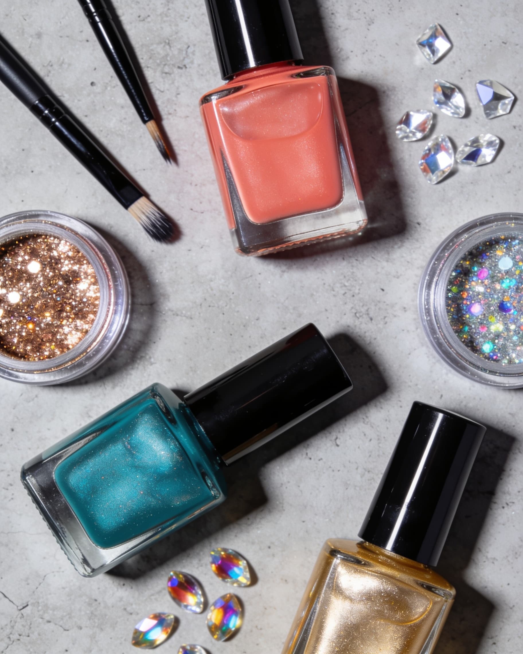 Nail polish and manicure materials to shop after AI try-on: gel polishes and nail art supplies