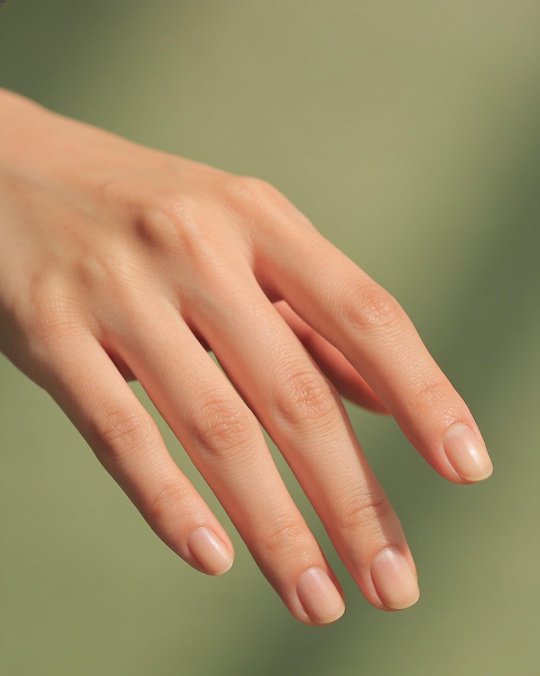 Bare short natural nails photographed as the input for an AI nail try-on preview